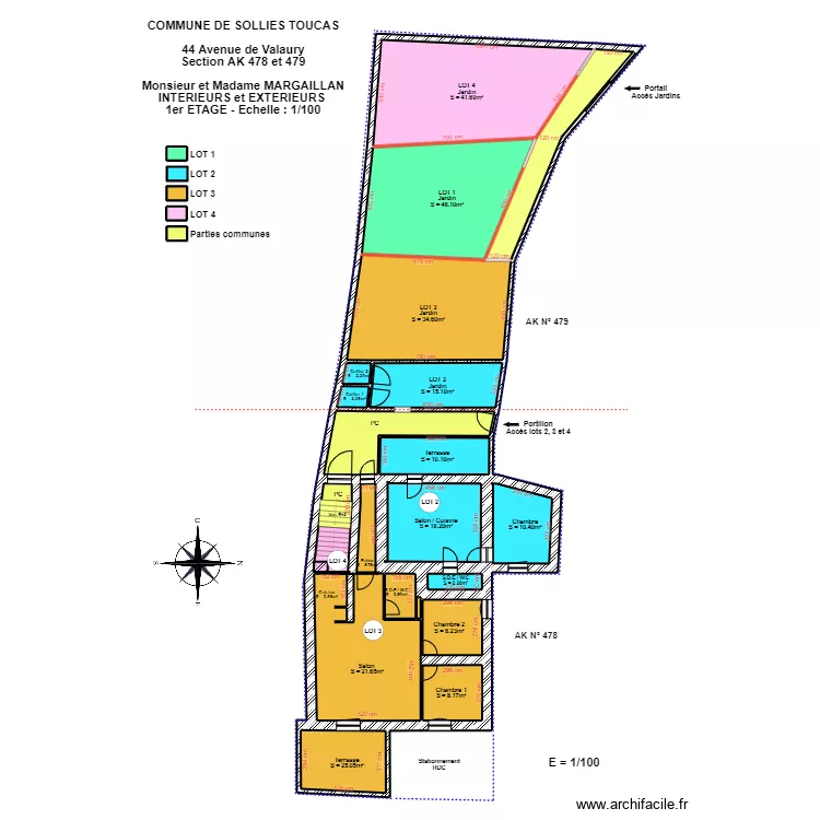 MARGAILLAN TOUCAS R+1 A3. Plan de 