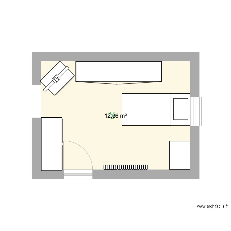 plan chambre. Plan de 1 pièce et 12 m2