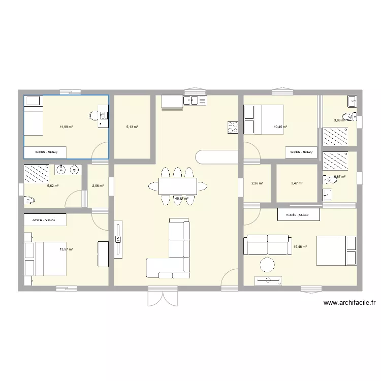 Test maison 140m2 plan. Plan de 