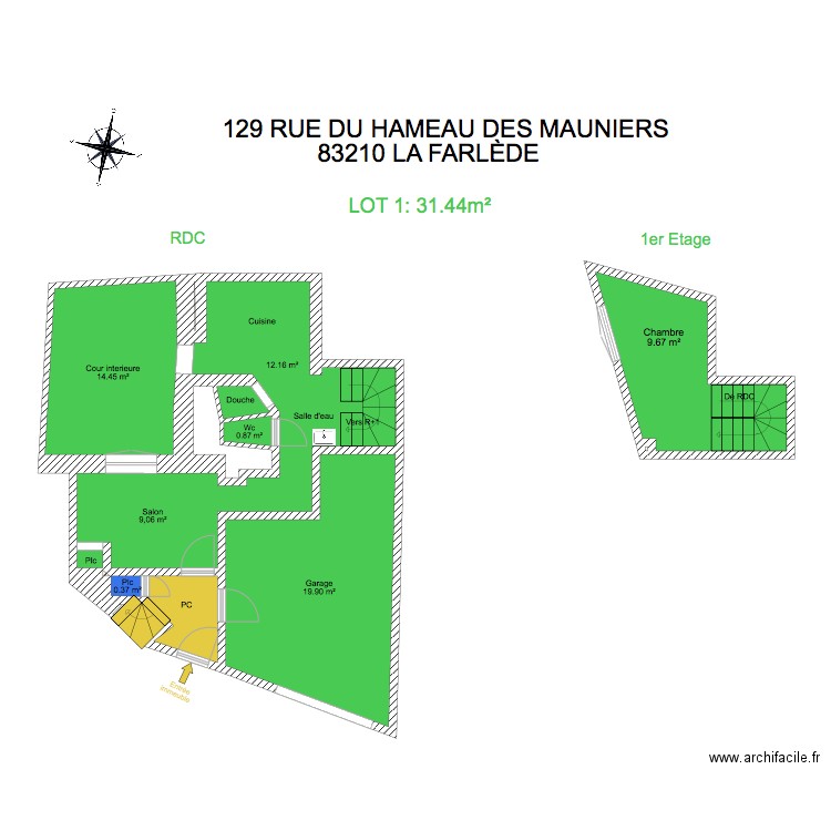 la farlede rdc. Plan de 0 pièce et 0 m2