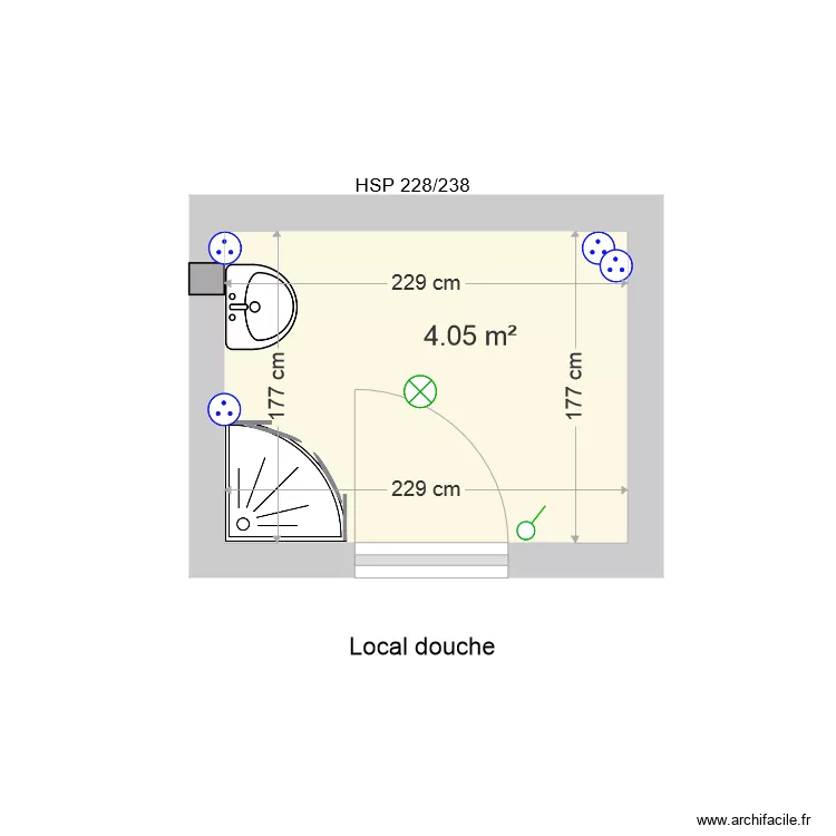 Local Douche. Plan de 