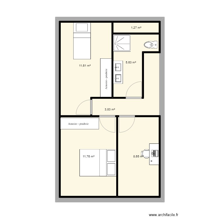 Plan Maison Etage. Plan de 6 pièces et 85 m2