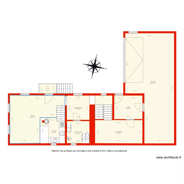 BI 5463 rdc c&ocirc;t&eacute;. Plan de 