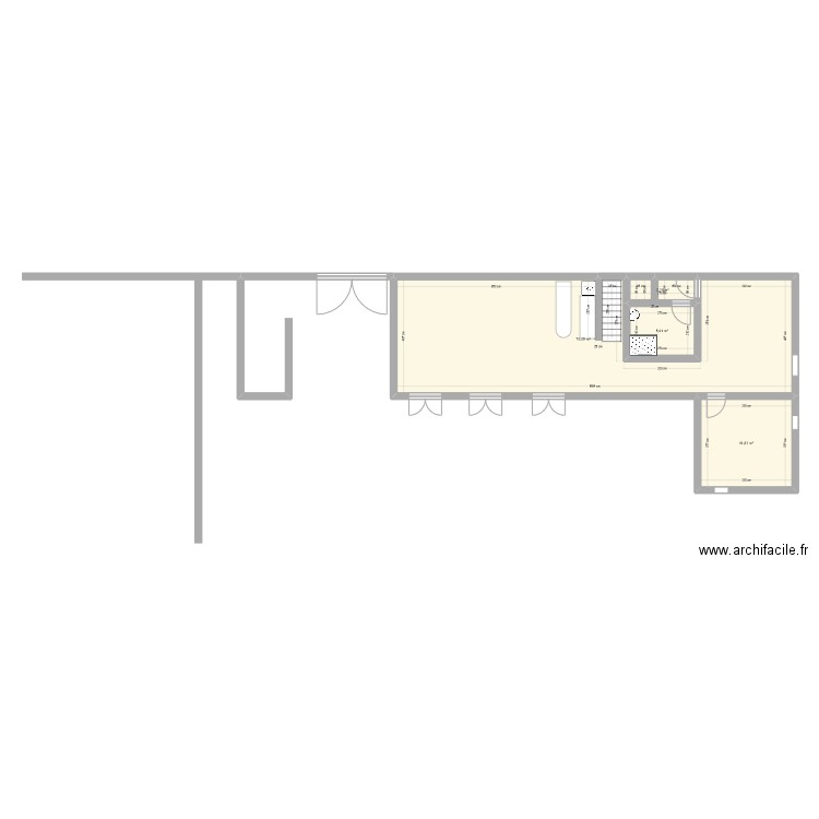 Gite RdC. Plan de 4 pièces et 93 m2