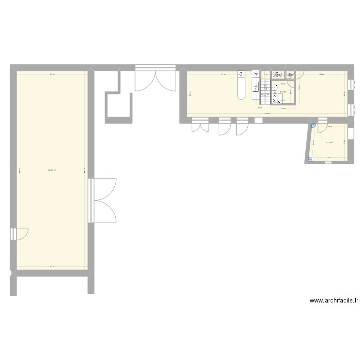 Gite RdC. Plan de 4 pièces et 93 m2