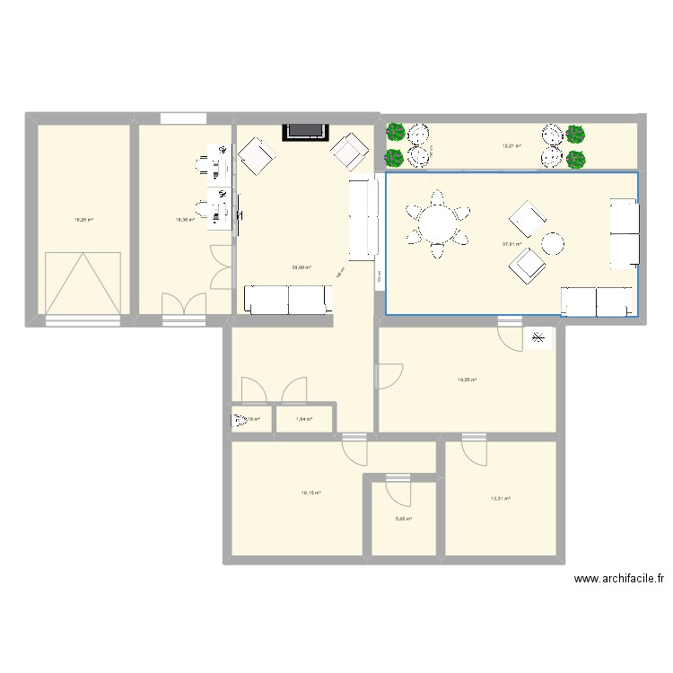 Marcy New veranda vie bis. Plan de 11 pièces et 185 m2