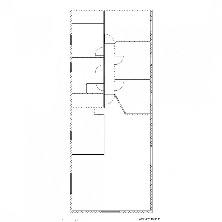 côtes réelles (AVEC placo)  avec cloisons (et angle entre chb2 . Plan de 0 pièce et 0 m2