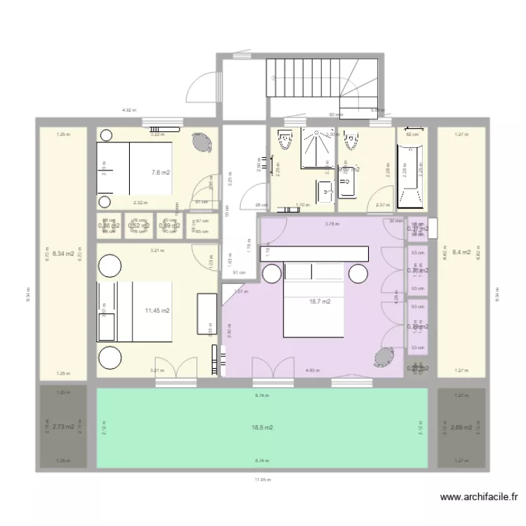 Plan chalet 2 &eacute;tage variante chambre. Plan de 