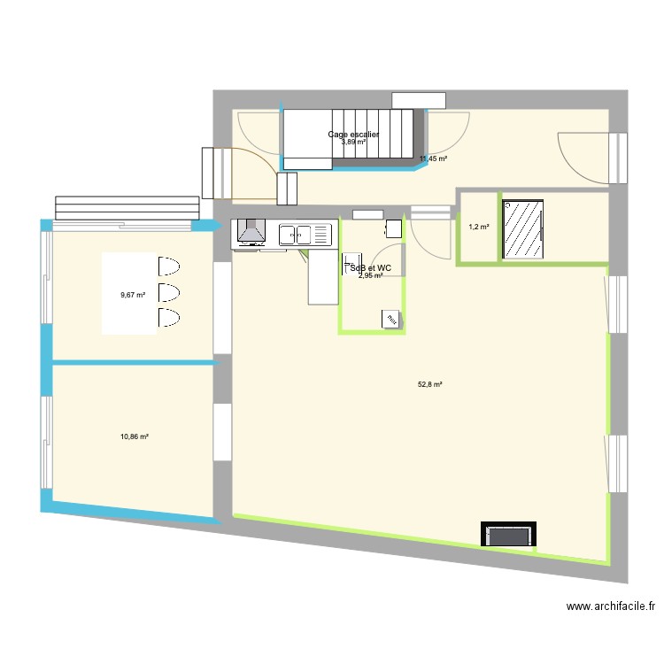 Maison v3. Plan de 7 pièces et 93 m2