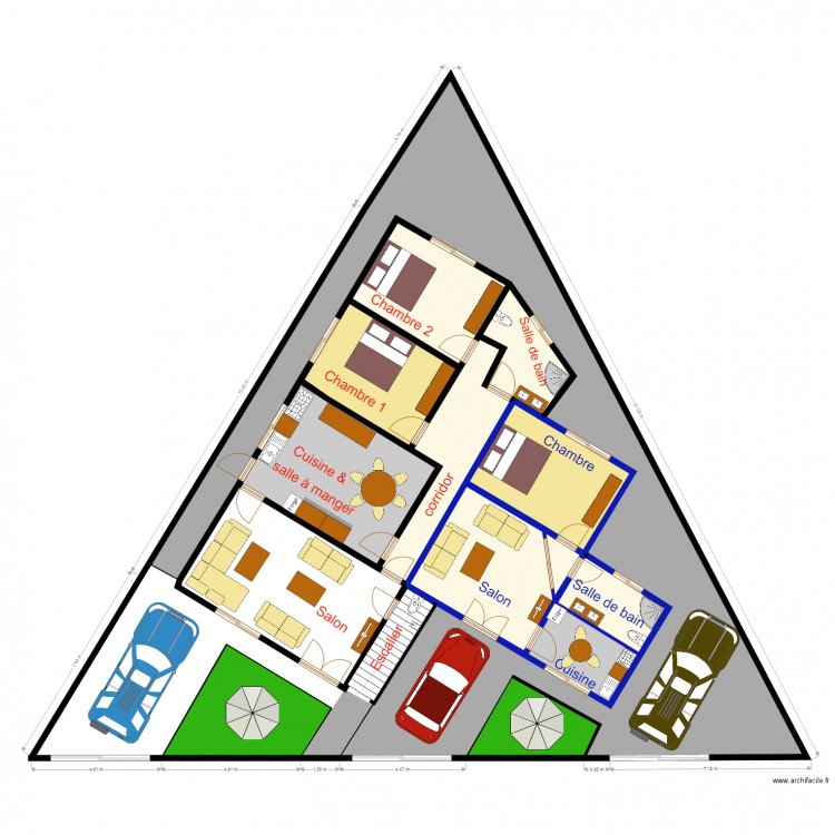 deux appartements rdc. Plan de 0 pièce et 0 m2