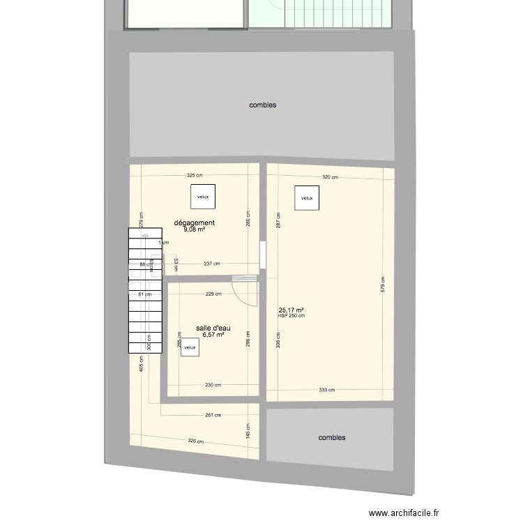 Plan définitif vide. Plan de 17 pièces et 222 m2