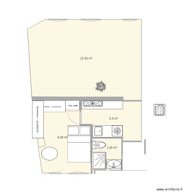 Plan souhaité cuisine decrochage 3. Plan de 0 pièce et 0 m2