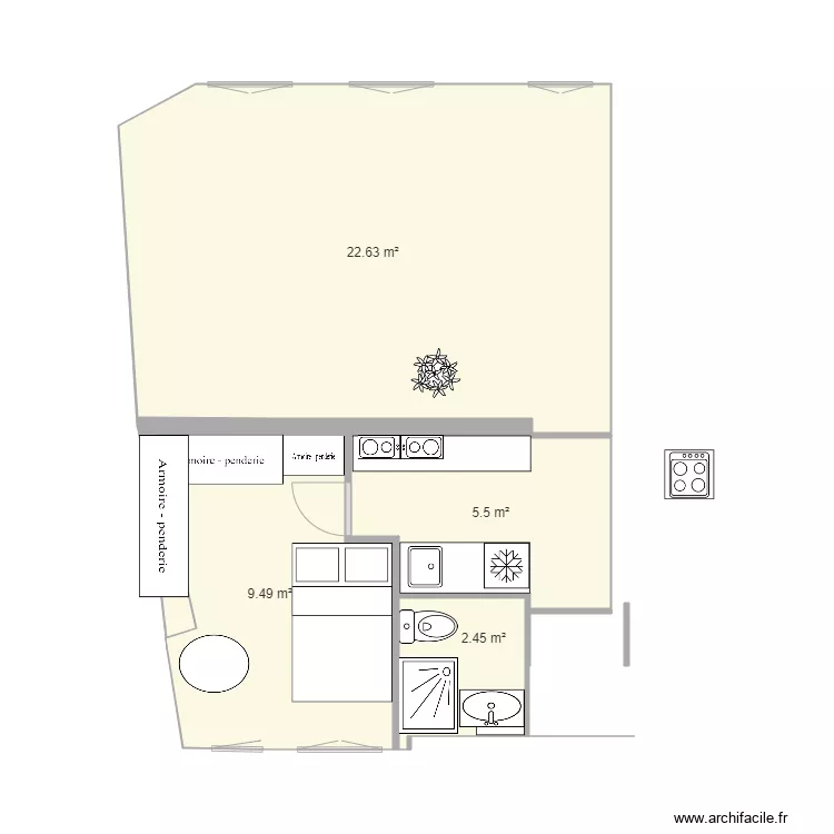 Plan souhait&eacute; cuisine decrochage 3. Plan de 