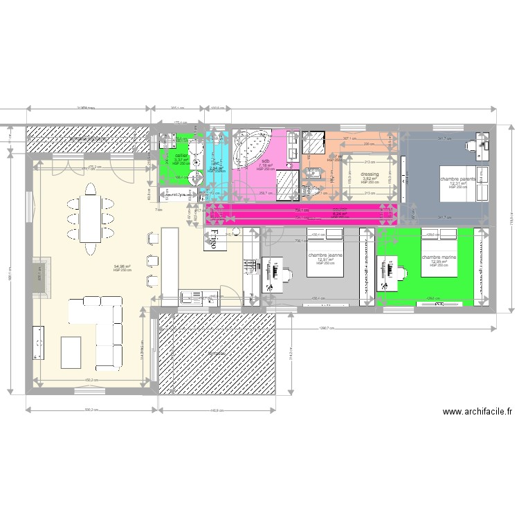 lacombe souillac. Plan de 12 pièces et 141 m2