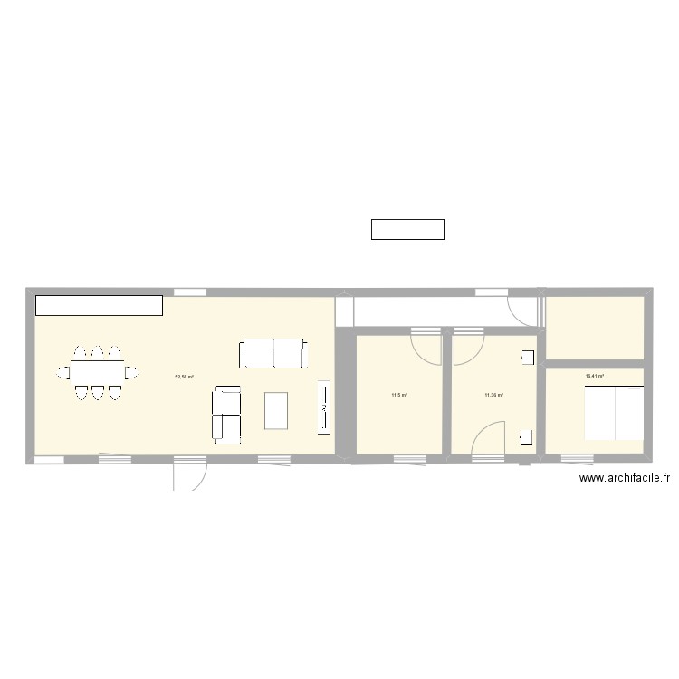 Rdc maison. Plan de 4 pièces et 92 m2