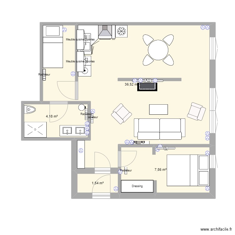 Loge Val Cristal finalisé. Plan de 4 pièces et 50 m2