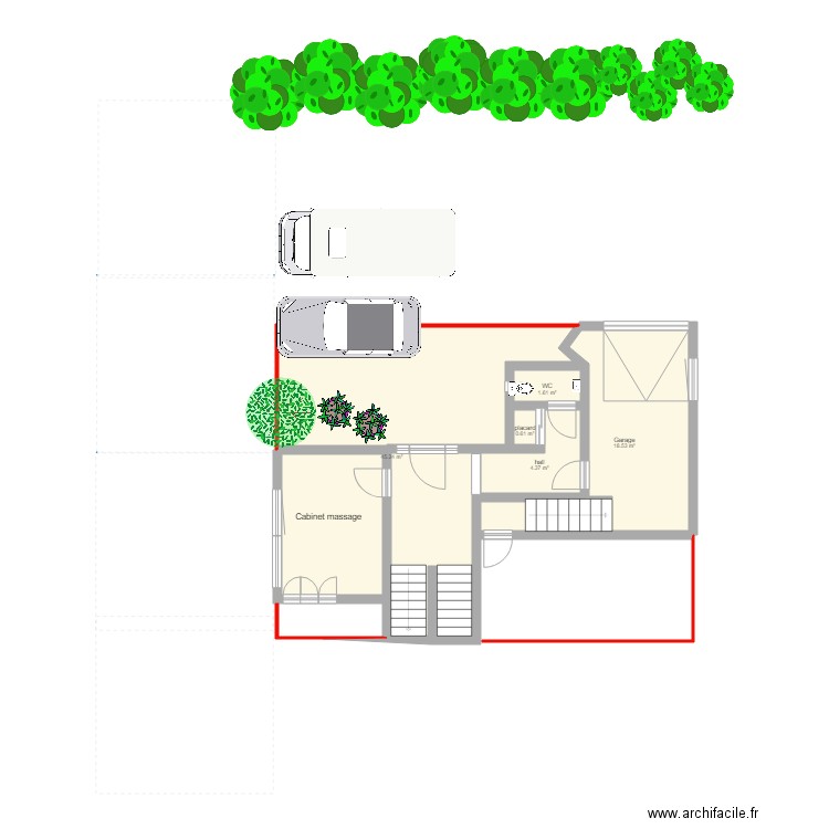 feng shui hall entree avec zones vides en rouge. Plan de 0 pièce et 0 m2