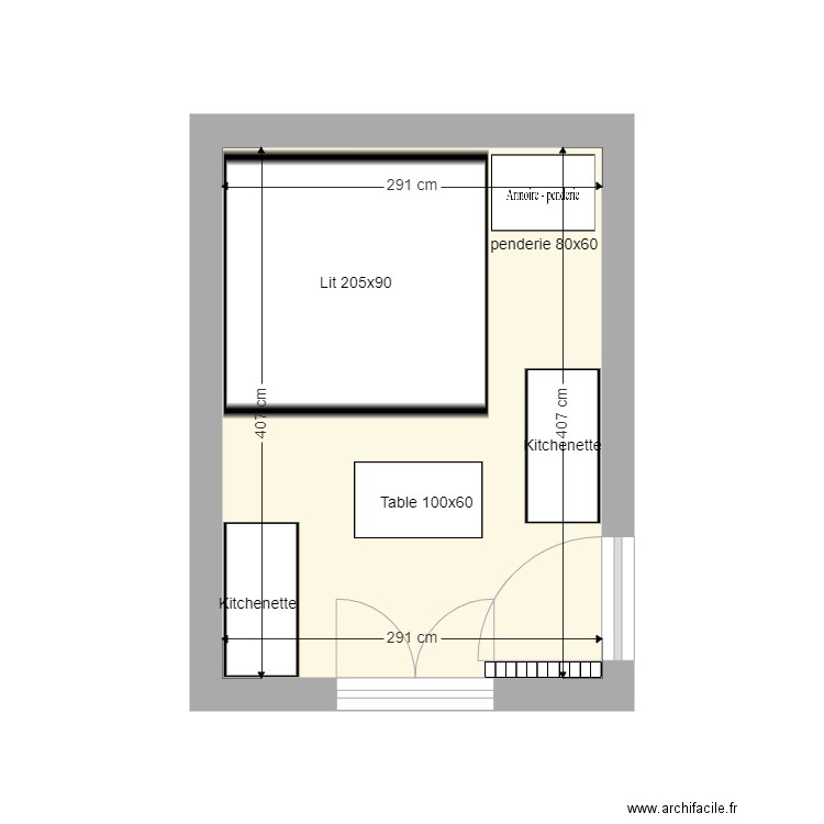 Chambre arrière 2ème étage lit Brimnes louvert largeur. Plan de 0 pièce et 0 m2