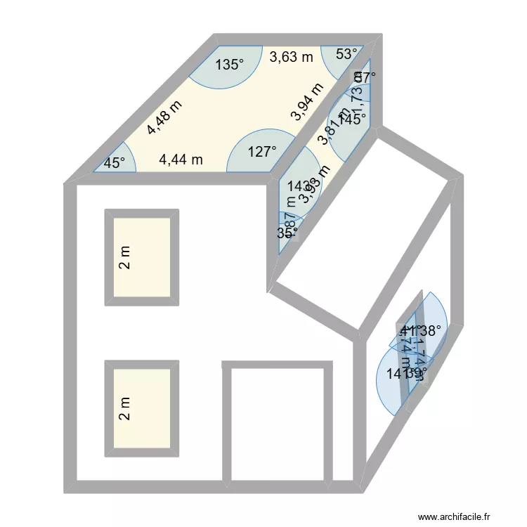 facade arriere crusnes. Plan de 5  et 23 m²