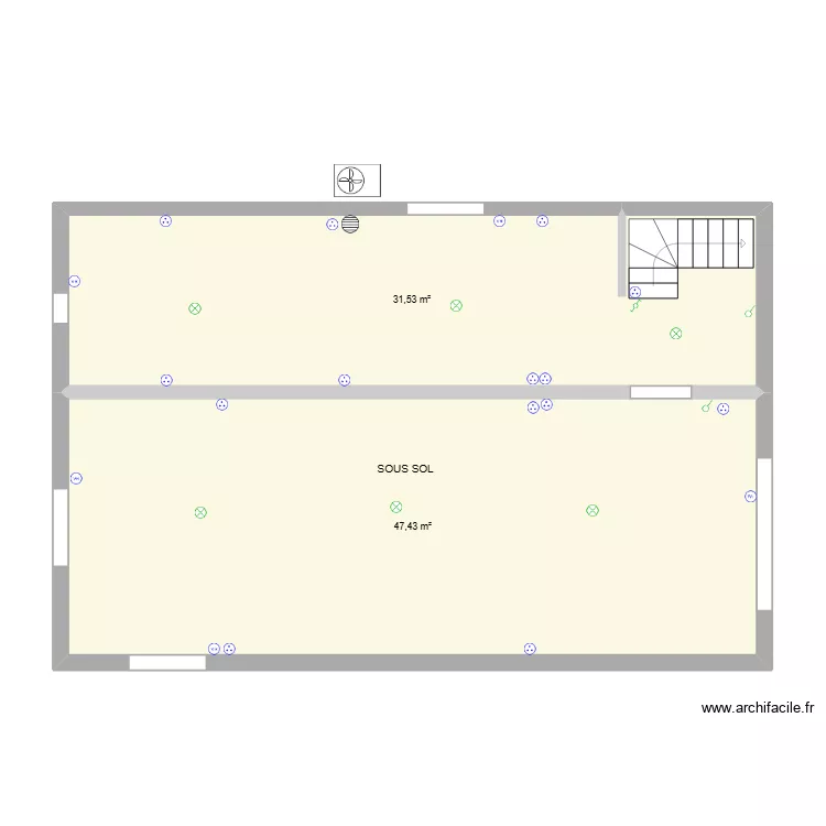 SOUS_SOL-V1. Plan de 2  et 79 m²