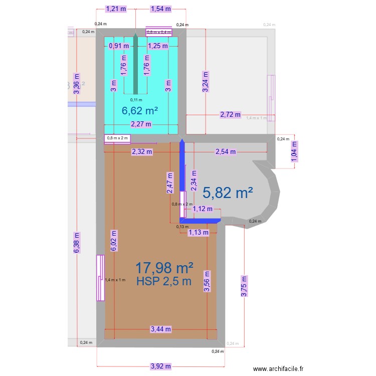 Villa V2 2 Chambres RDC/R+1 sans Solarium Cotation. Plan de 10 pièces et 120 m2