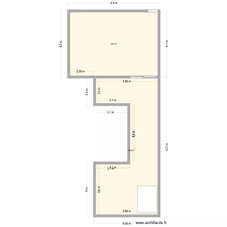 Befplandetable. Plan de 2  et 99 m²