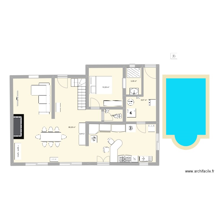 RDC complet. Plan de 0 pièce et 0 m2