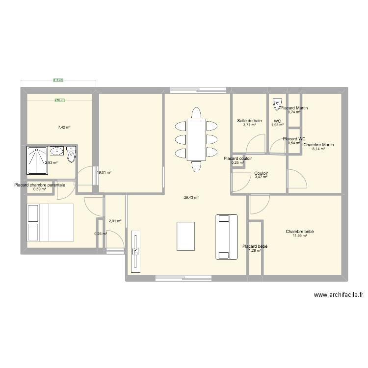 Plan maison modifications. Plan de 16 pièces et 94 m2