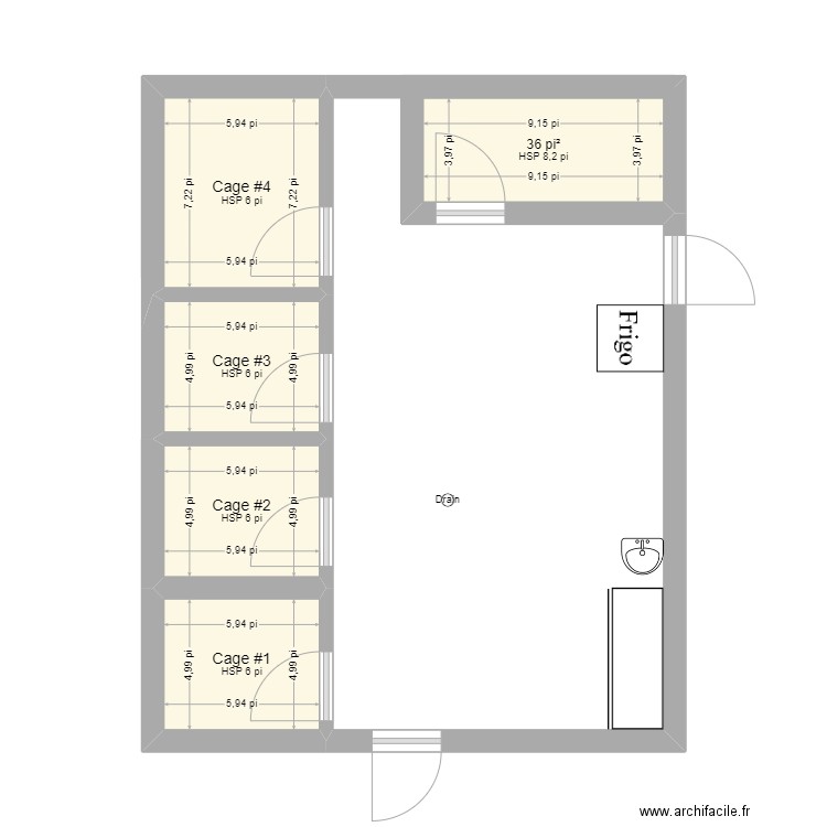 salle quarantaine. Plan de 5 pièces et 16 m2