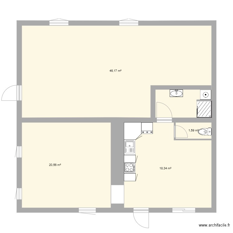 EXISTANT RDC six fours jouglas. Plan de 0 pièce et 0 m2