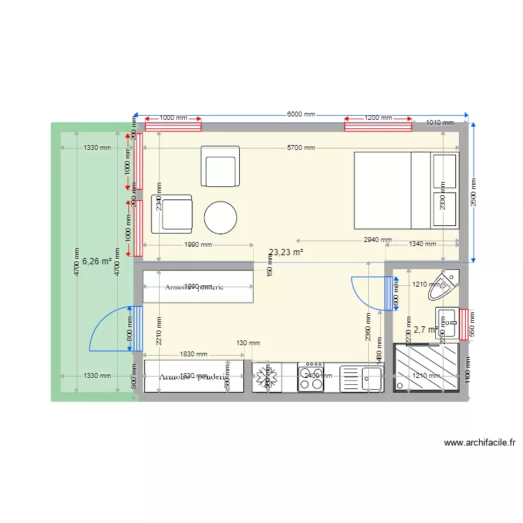 DOUBLE SQUARE 30М²(2). Plan de DOUBLE SQUARE 30М²(2). Plan de