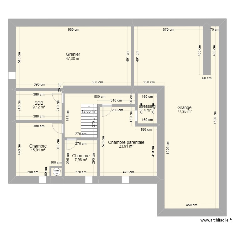 Etage - Agencement actuel. Plan de 0 pièce et 0 m2