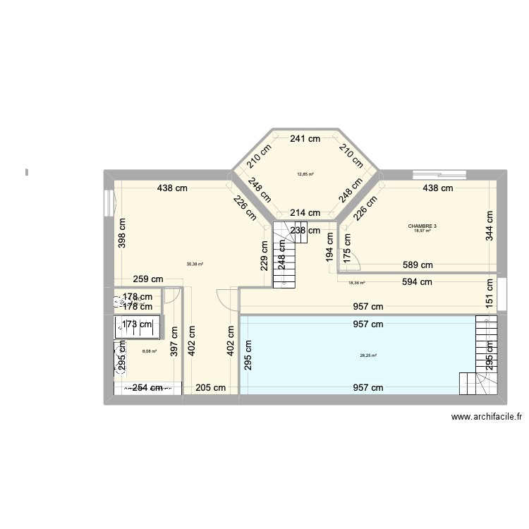NÉRAC ÉTAGE modifié. Plan de 7 pièces et 119 m2