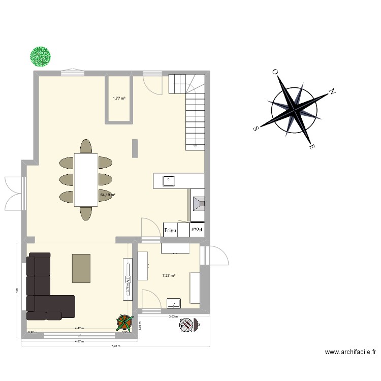 plan extension. Plan de 3 pièces et 73 m2