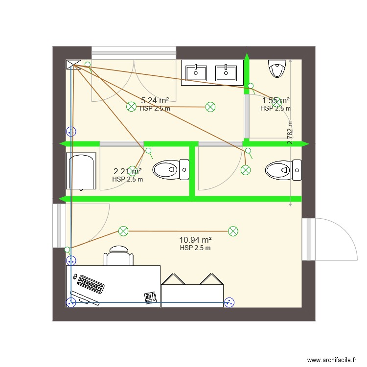 toilette et bureau electricité. Plan de 0 pièce et 0 m2