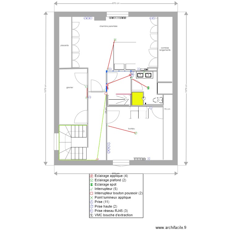 Enghien 2 ième étage élecrtricité 20 12 2020. Plan de 0 pièce et 0 m2