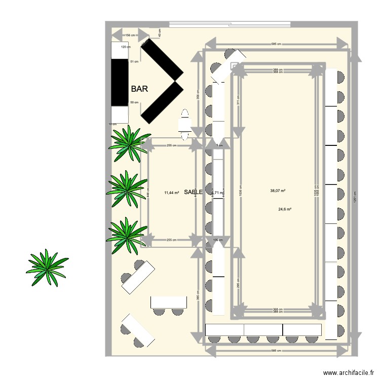 Salon vignerons barnum patio V1. Plan de 5 pièces et 212 m2