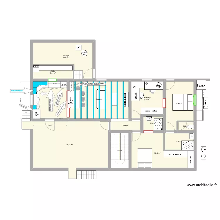 maison morne a l eau espace nuit RDC. Plan de 