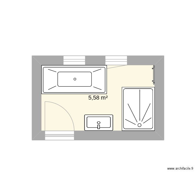 Salle de bain 1. Plan de 1 pièce et 6 m2