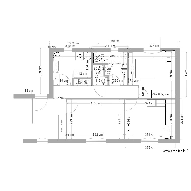 Guillaume Chambre 12B. Plan de 5 pièces et 47 m2
