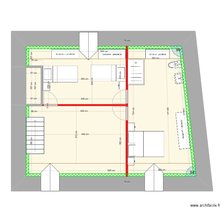 MERGNAT Etage nouveau. Plan de 2 pièces et 61 m2