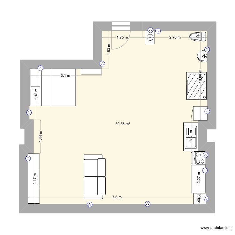 lyon 5 renovation 4. Plan de 1 pièce et 51 m2