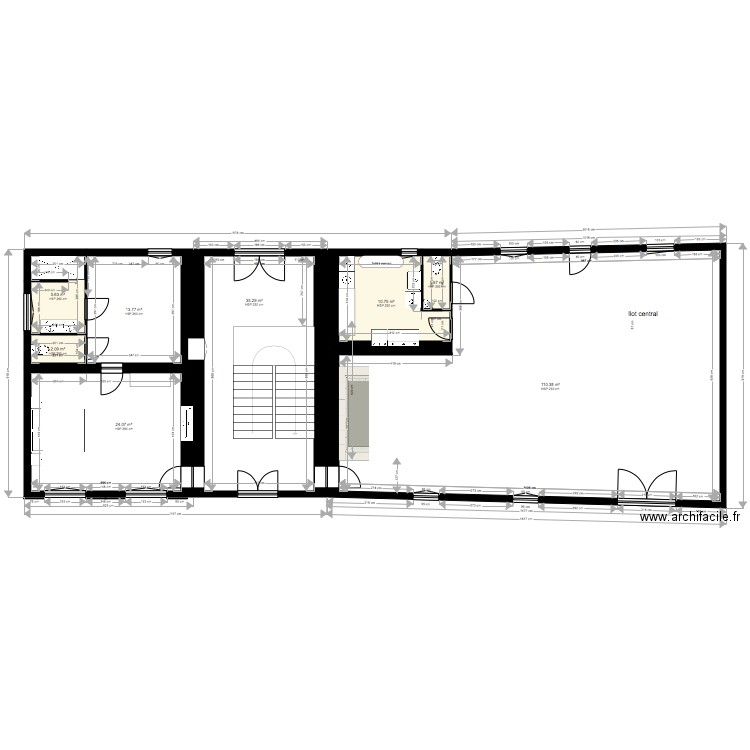 rez de chaussée 3 meublé cuisine version 3. Plan de 0 pièce et 0 m2