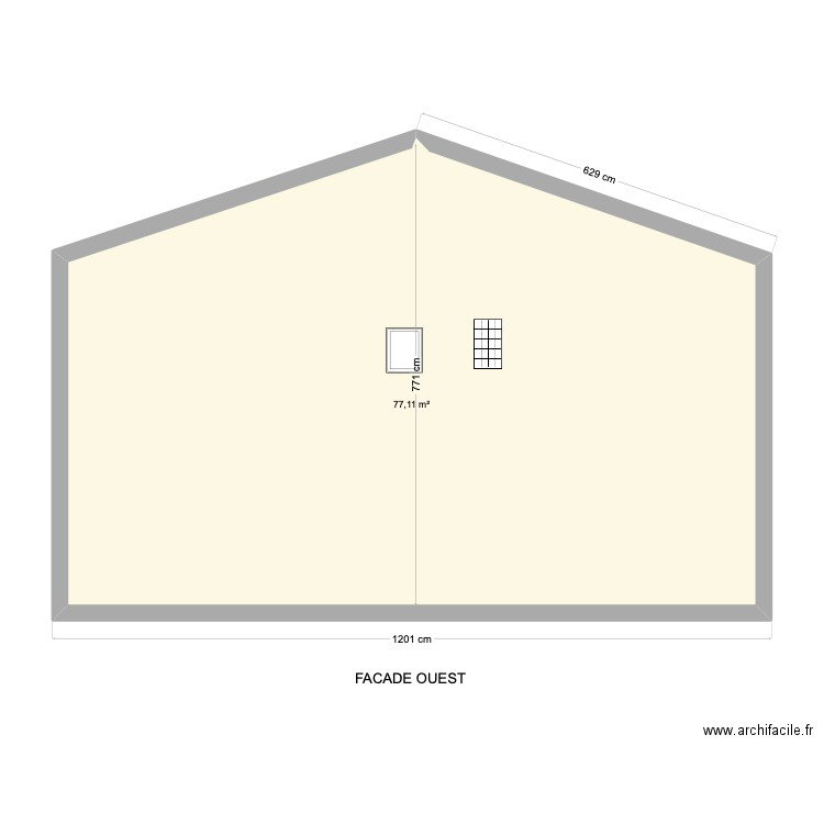 FACADE OUEST. Plan de 1 pièce et 77 m2