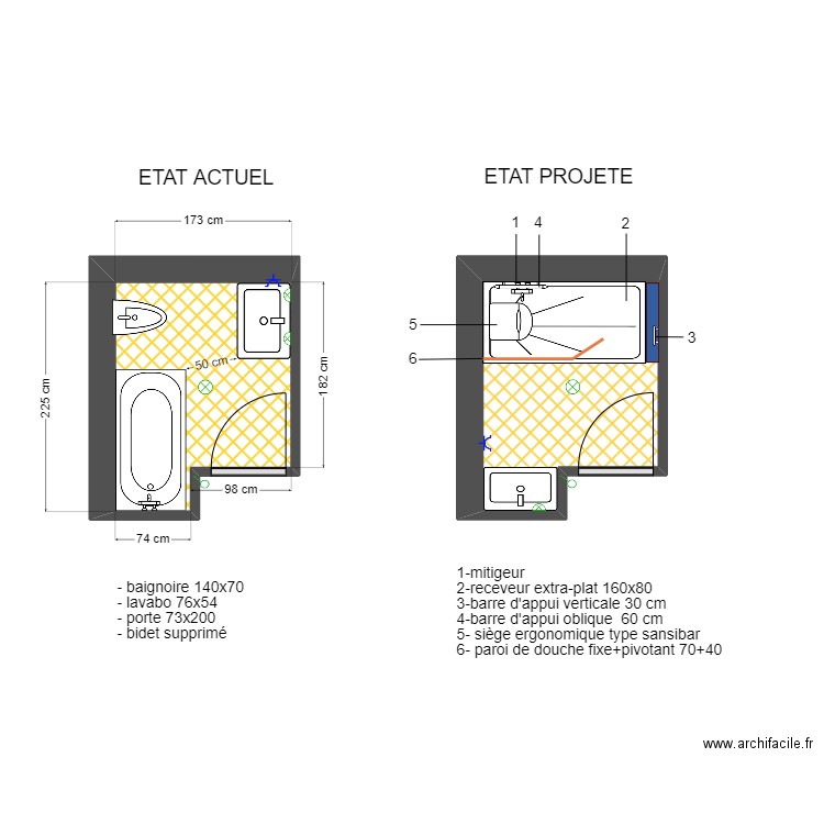 APA THEPENIER. Plan de 2 pièces et 7 m2