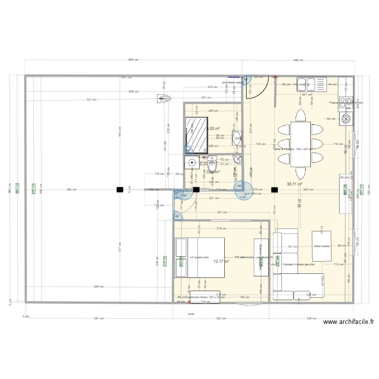 garage 2. Plan de 4 pièces et 58 m2