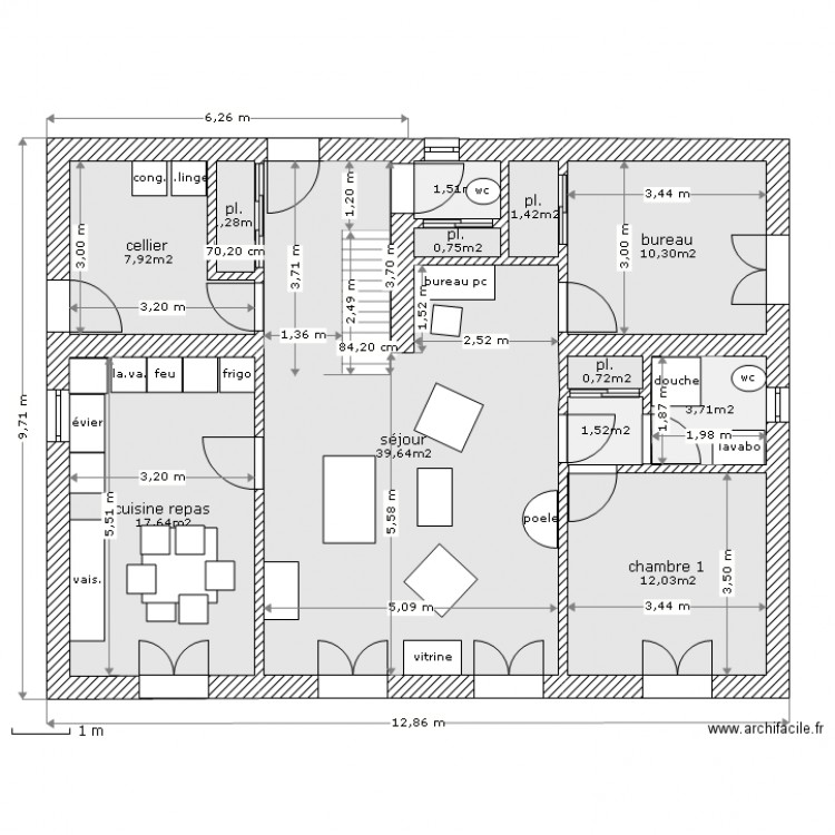 rdc98m2. Plan de 0 pièce et 0 m2