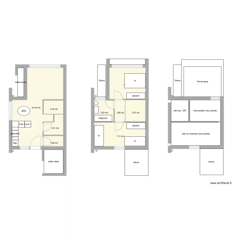 4x60m2 B. Plan de 4x60m2 B. Plan de
