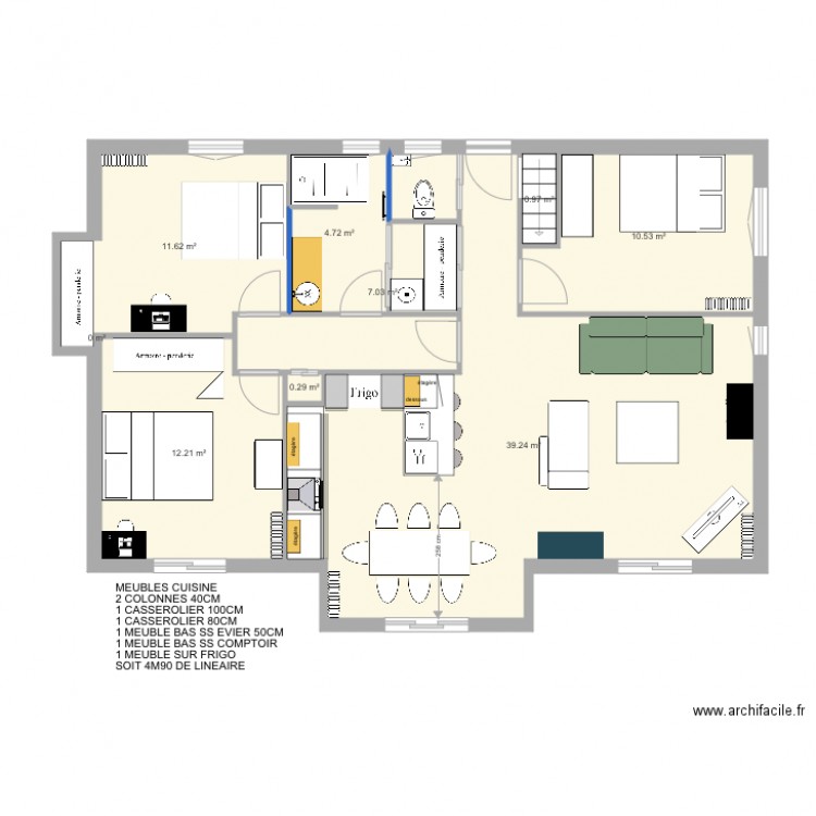 TALENCE CARLITO ET CHRIS 4 CUIS SANS MEUBLE D ANGLE. Plan de 0 pièce et 0 m2