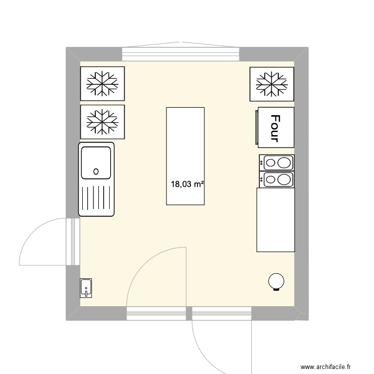 CUISINE FROID 2000. Plan de 1 pièce et 18 m2